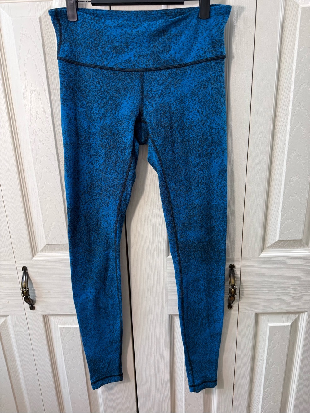 Lululemon Wunder Under Pant III Luon Spray Jacquard Shocking Blue Black Size 8